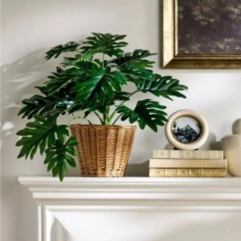 Studio McGee Threshold Target Green Philodendron Faux plant in Basket